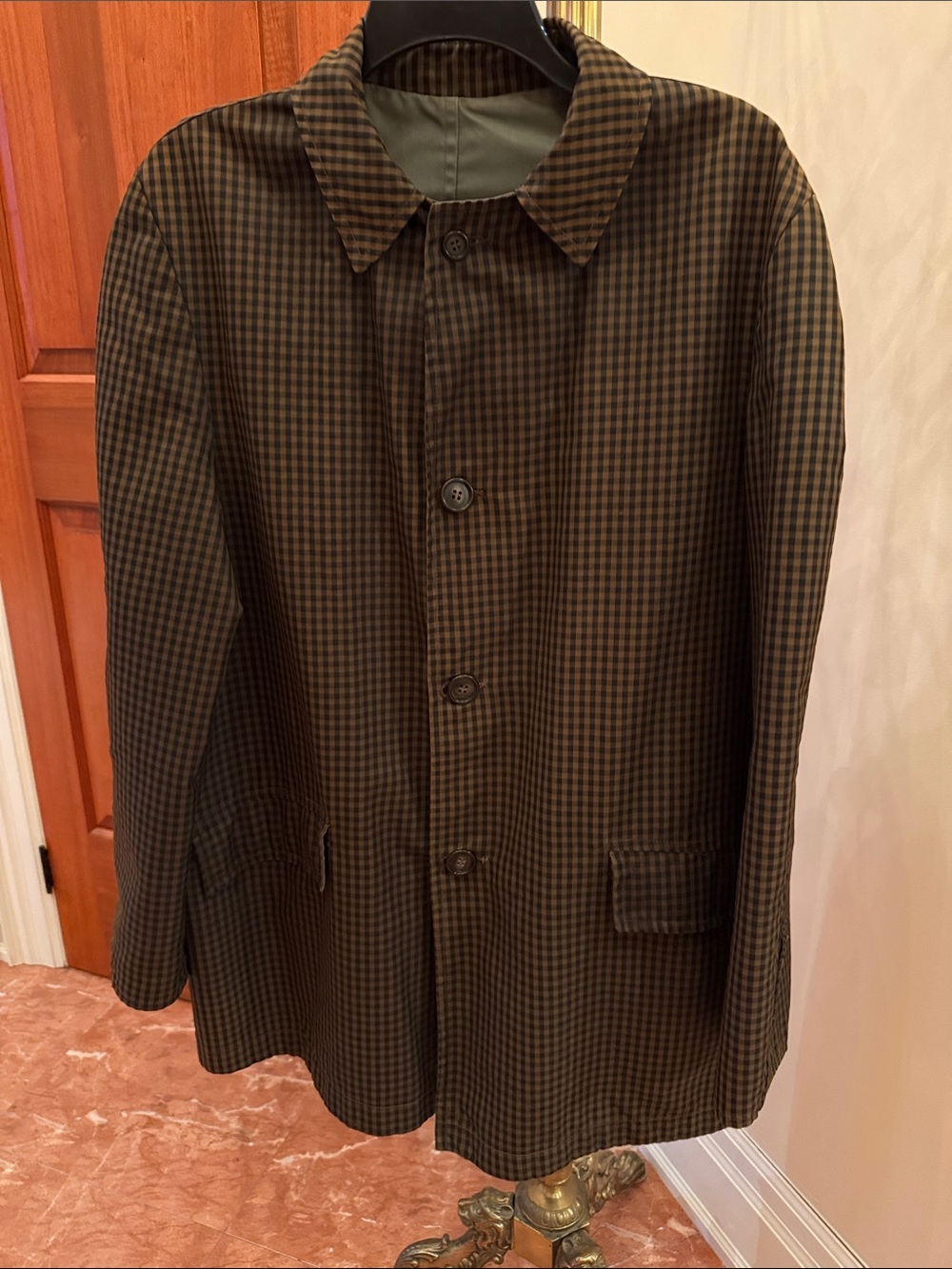 Men's Brown Houndstooth Car Coat